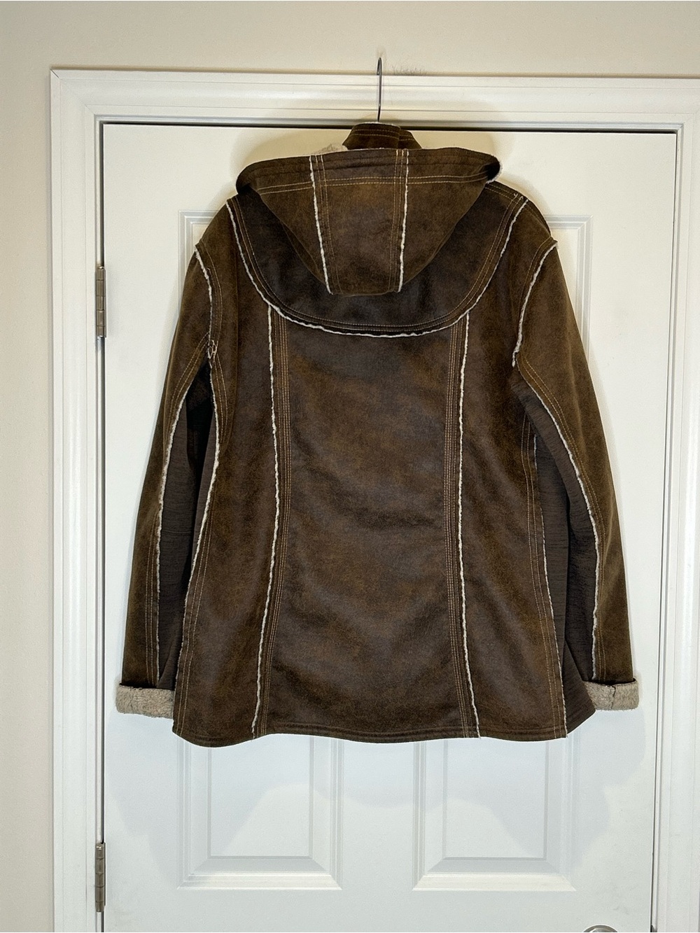 Kuhl Brown Faux-Shearling Trim Leather-Style Jacket Projekt Women's Size XL - Picture 11 of 16